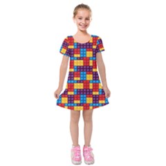 Lego Background Game Kids  Short Sleeve Velvet Dress