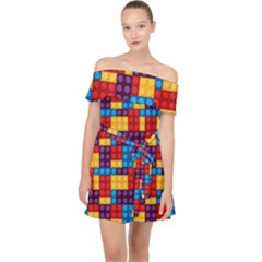 Lego Background Game Off Shoulder Chiffon Dress