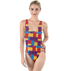 Lego Background Game High Leg Strappy Swimsuit
