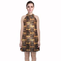 Wallpaper Iron Velvet Halter Neckline Dress 