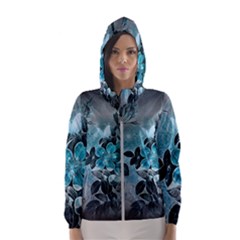 Elegant Floral Design With Butterflies Women s Hooded Windbreaker by FantasyWorld7