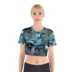 Elegant Floral Design With Butterflies Cotton Crop Top by FantasyWorld7