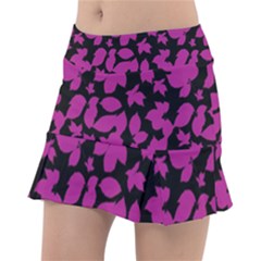 Dark Botanical Motif Print Pattern Tennis Skirt