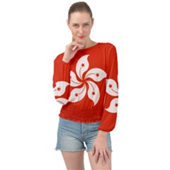 Flag Of Hong Kong Banded Bottom Chiffon Top by abbeyz71