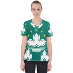 Flag Of Macao Women s V-neck Scrub Top by abbeyz71