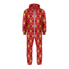 Red Yellow Pattern Design Hooded Jumpsuit (kids)