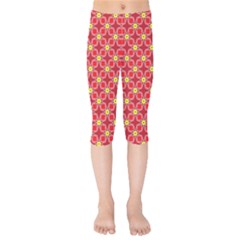 Red Yellow Pattern Design Kids  Capri Leggings  by Alisyart