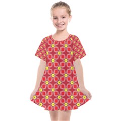 Red Yellow Pattern Design Kids  Smock Dress