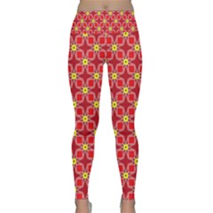 Red Yellow Pattern Design Lightweight Velour Classic Yoga Leggings by Alisyart