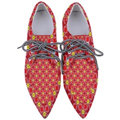 Red Yellow Pattern Design Pointed Oxford Shoes by Alisyart