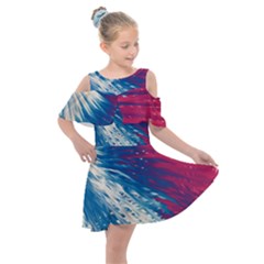 Lines Curlicue Fantasy Kids  Shoulder Cutout Chiffon Dress