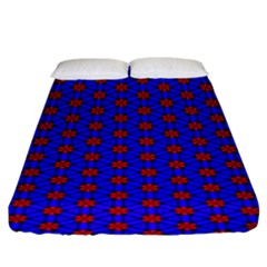 Blue Pattern Red Texture Fitted Sheet (king Size)