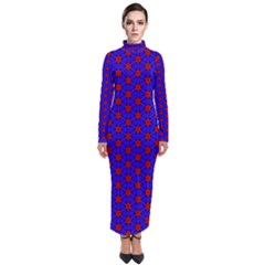 Blue Pattern Red Texture Turtleneck Maxi Dress by Mariart