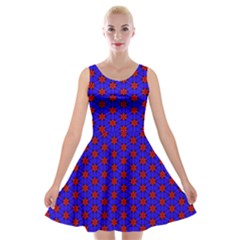 Blue Pattern Red Texture Velvet Skater Dress