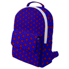 Blue Pattern Red Texture Flap Pocket Backpack (small)