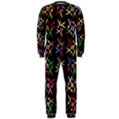 Scissors Pattern Colorful Prismatic Onepiece Jumpsuit (men) 