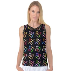 Scissors Pattern Colorful Prismatic Women s Basketball Tank Top