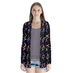 Scissors Pattern Colorful Prismatic Drape Collar Cardigan by HermanTelo