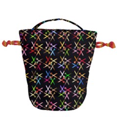 Scissors Pattern Colorful Prismatic Drawstring Bucket Bag by HermanTelo