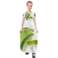 Lime Club Soda Drink Cocktail Kids  Short Sleeve Maxi Dress by Pakrebo