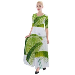 Lime Club Soda Drink Cocktail Half Sleeves Maxi Dress by Pakrebo