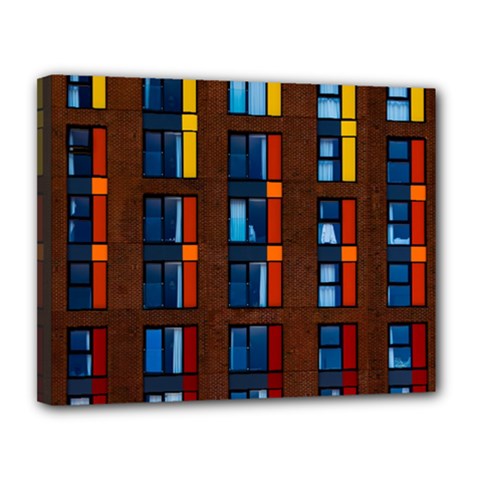 Architecture Color Colour Windows Canvas 14  X 11  (stretched) by Pakrebo