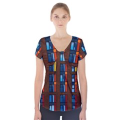 Architecture Color Colour Windows Short Sleeve Front Detail Top by Pakrebo