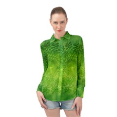Pagan Mandala Seamless Tileable Green Long Sleeve Chiffon Shirt