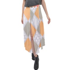 Non Seamless Pattern Diamond Shape Velour Split Maxi Skirt by Pakrebo