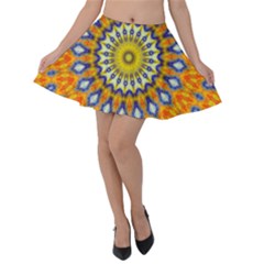 Fractal Kaleidoscope Mandala Velvet Skater Skirt