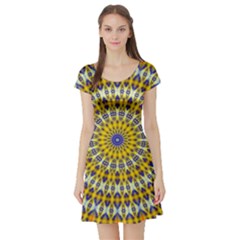 Fractal Kaleidoscope Mandala Short Sleeve Skater Dress