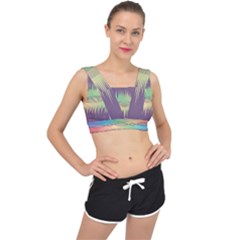 Background Abstract Non Seamless V-back Sports Bra by Pakrebo