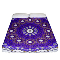 Mandala Abstract Design Pattern Blue Fitted Sheet (california King Size)