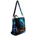 Green And Blue Peacock Feather Crossbody Backpack View2