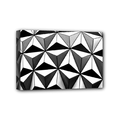 Black And White Diamond Shape Wallpaper Mini Canvas 6  X 4  (stretched) by Pakrebo