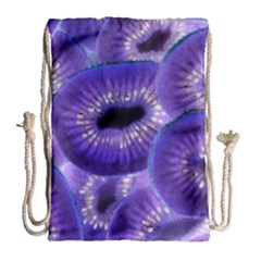 Sliced Kiwi Fruits Purple Drawstring Bag (large)