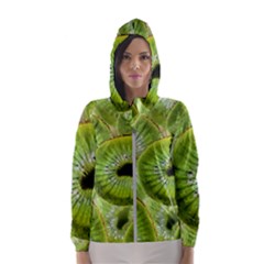 Sliced Kiwi Fruits Green Women s Hooded Windbreaker by Pakrebo