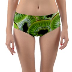 Sliced Kiwi Fruits Green Reversible Mid-waist Bikini Bottoms by Pakrebo