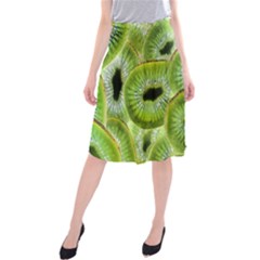 Sliced Kiwi Fruits Green Midi Beach Skirt by Pakrebo