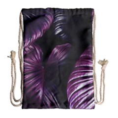 Purple Leaves Drawstring Bag (large)