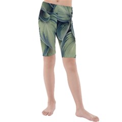 Closeup Photo Of Green Variegated Leaf Plants Kids  Mid Length Swim Shorts