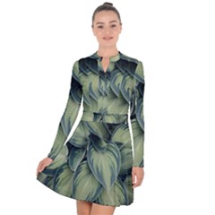 Closeup Photo Of Green Variegated Leaf Plants Long Sleeve Panel Dress