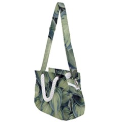 Closeup Photo Of Green Variegated Leaf Plants Rope Handles Shoulder Strap Bag