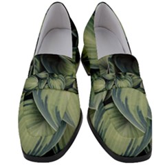 Closeup Photo Of Green Variegated Leaf Plants Women s Chunky Heel Loafers