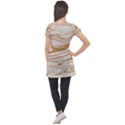 Brown And Yellow Abstract Painting Puff Sleeve Tunic Top View2