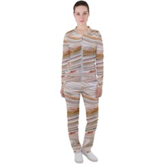 Brown And Yellow Abstract Painting Casual Jacket And Pants Set