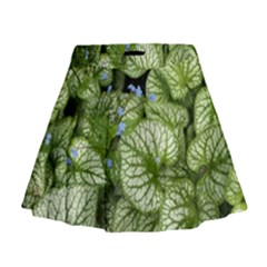 Green And White Leaf Plant Mini Flare Skirt by Pakrebo