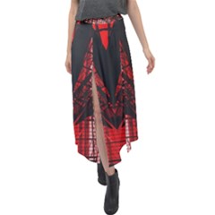 Low Angle Photography Of Red Metal Tower Velour Split Maxi Skirt by Pakrebo