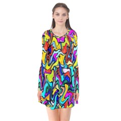 Ml-c5-8 Long Sleeve V-neck Flare Dress by ArtworkByPatrick