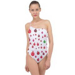 Beetle Animals Red Green Flying Classic One Shoulder Swimsuit